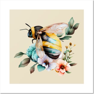 Floral Bee Watercolor 5.0 Posters and Art